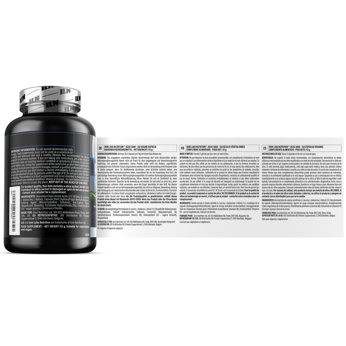 BCAA Capsules 3000mg – 150 Vegan Capsules