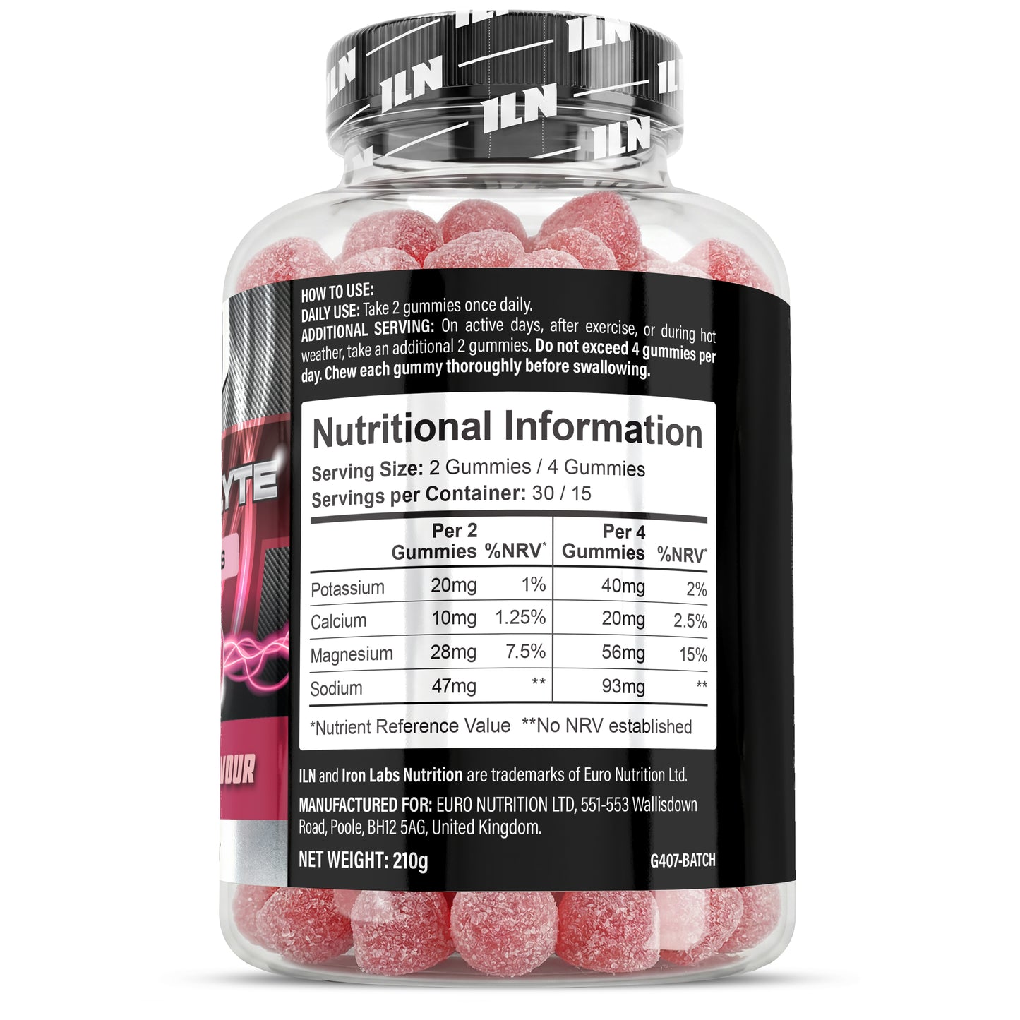 Electrolyte Gummies - Hydration Electroytes - 60 Gummies Grapefruit Flavour
