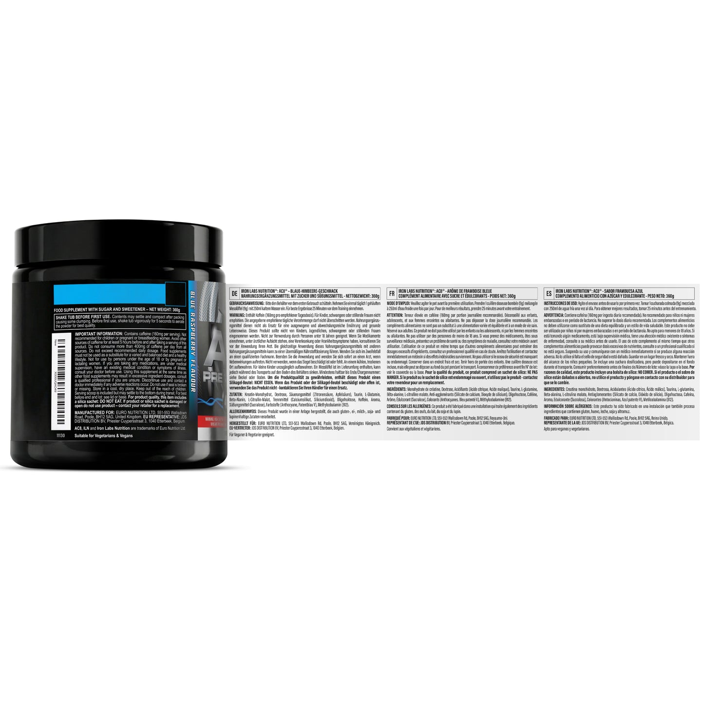 AC8 Pre Workout Powder - Blue Raspberry
