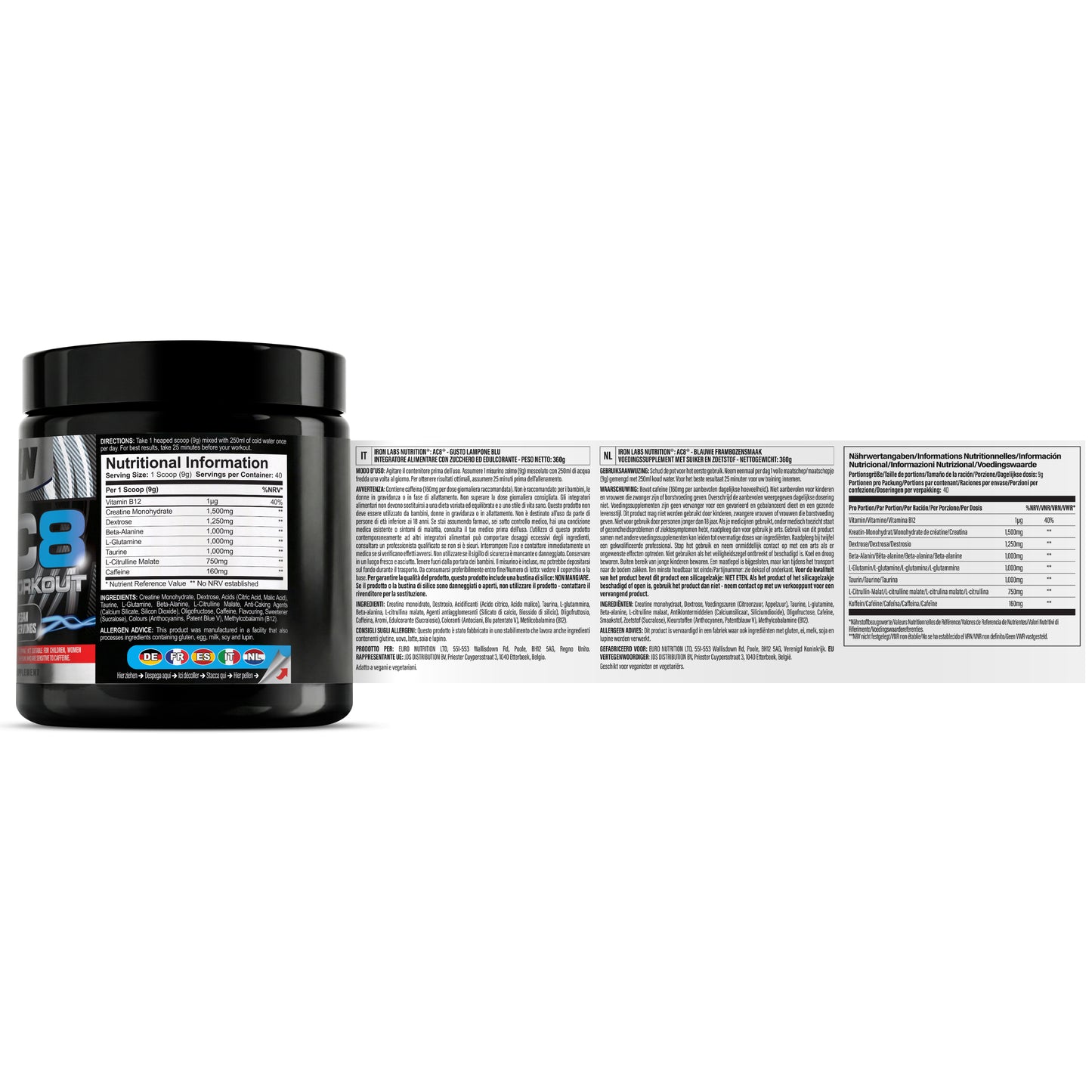 AC8 Pre Workout Powder - Blue Raspberry