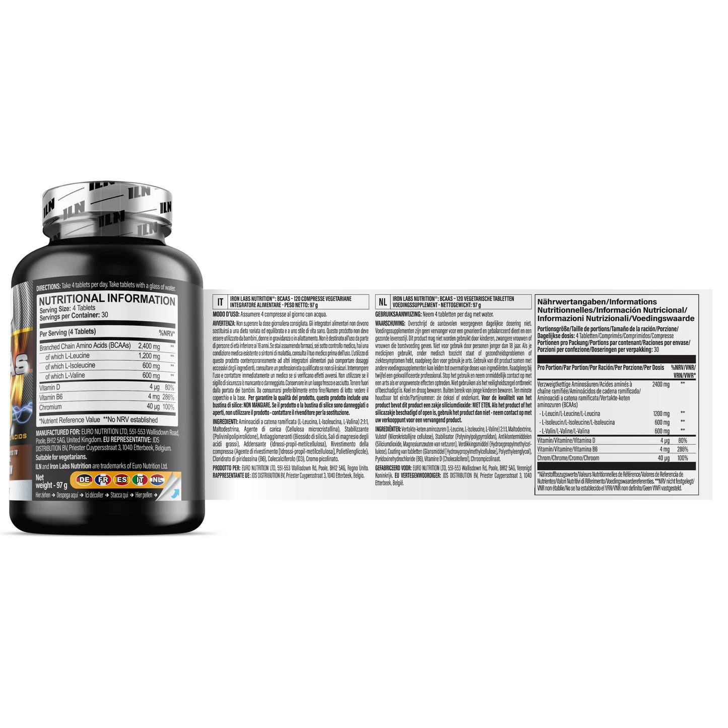 BCAA Amino Acid Supplement  - 120 Tablets