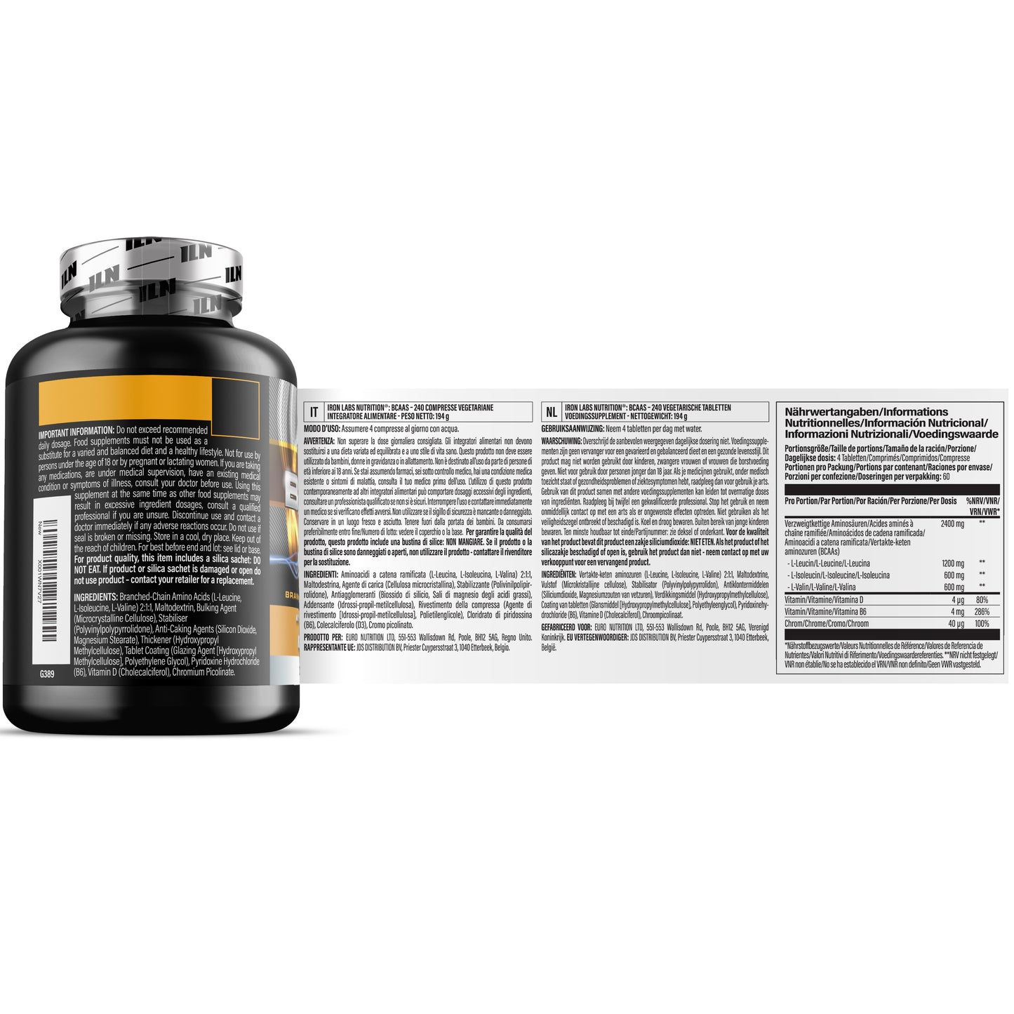 BCAA Amino Acid Supplement  - 240 Tablets