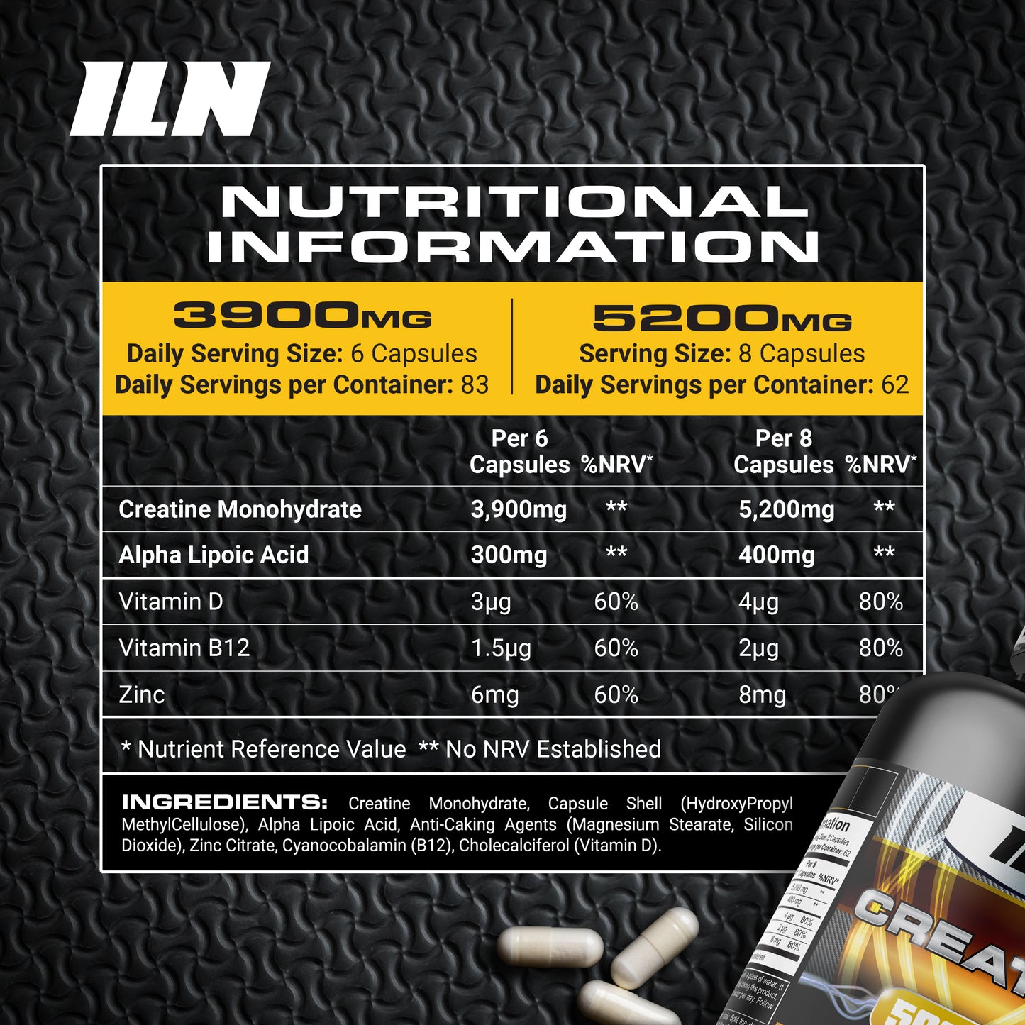 Creatine Monohydrate - 500 Vegan Capsules