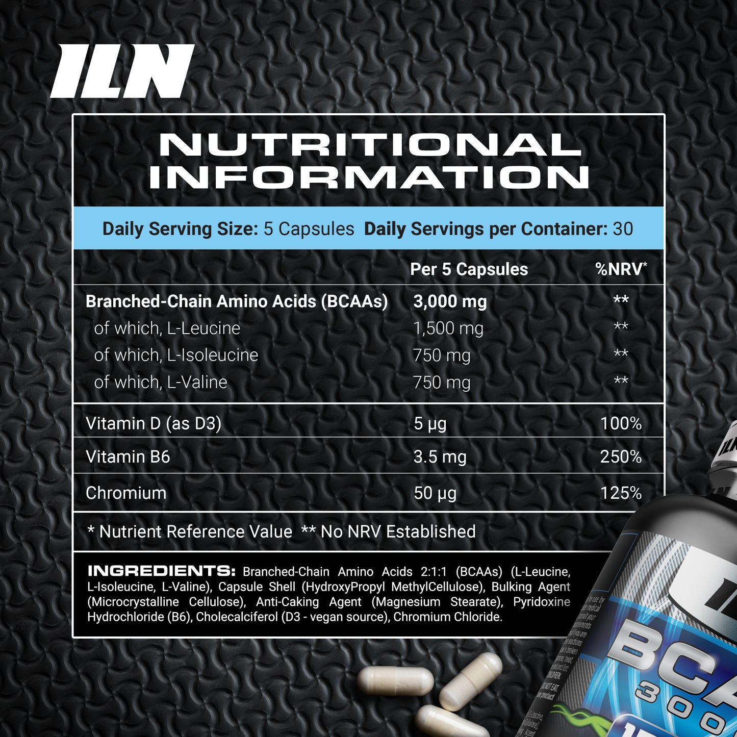 BCAA Capsules 3000mg – 150 Vegan Capsules