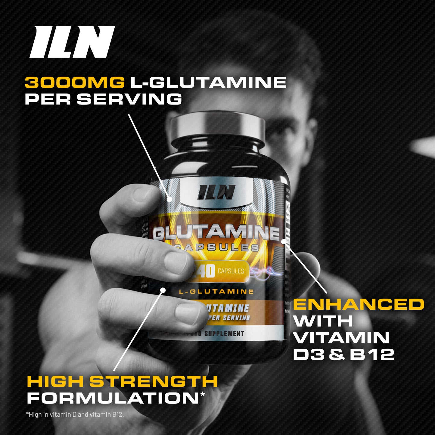 L Glutamine 3000mg per serving - 240 Vegetarian Capsules