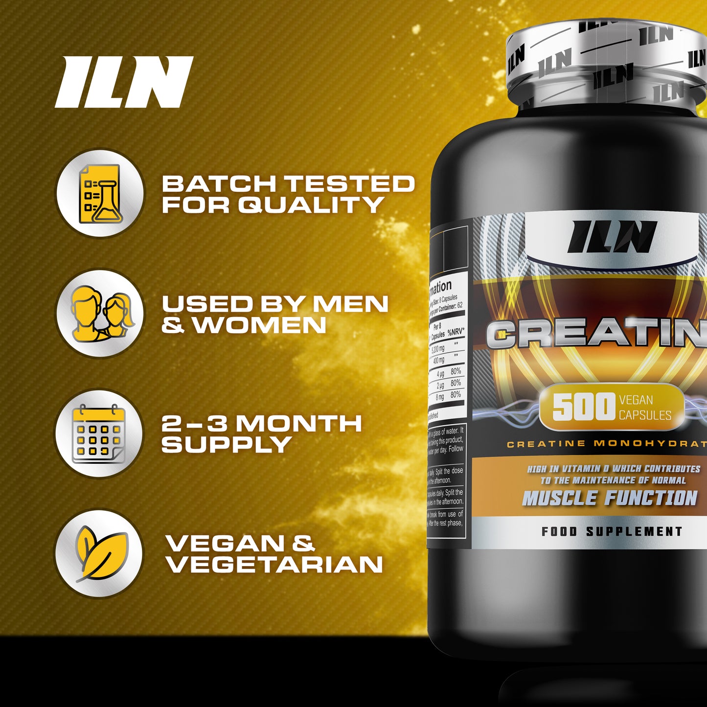 Creatine Monohydrate - 500 Vegan Capsules