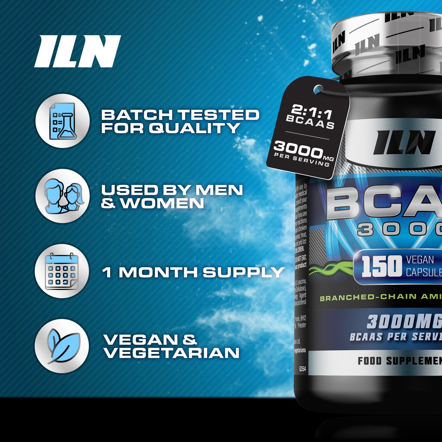 BCAA Capsules 3000mg – 150 Vegan Capsules