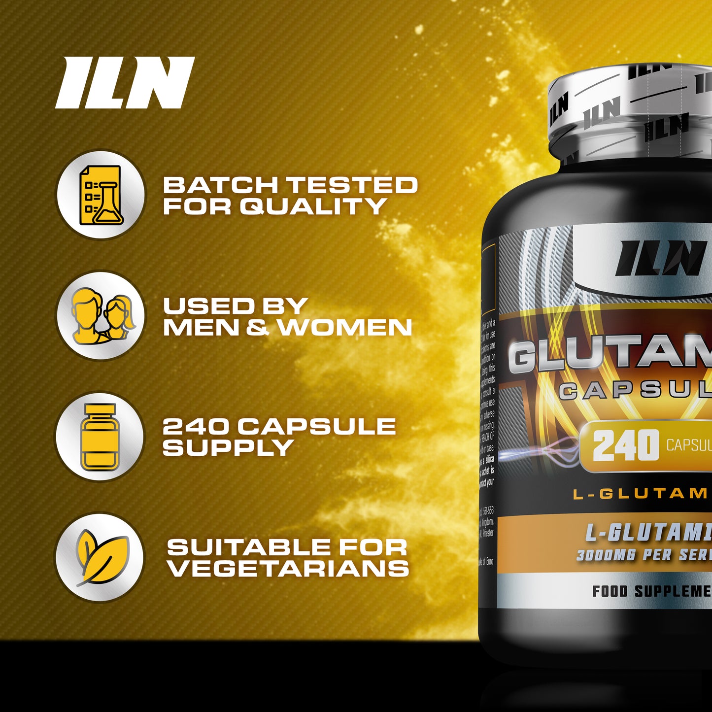 L Glutamine 3000mg per serving - 240 Vegetarian Capsules