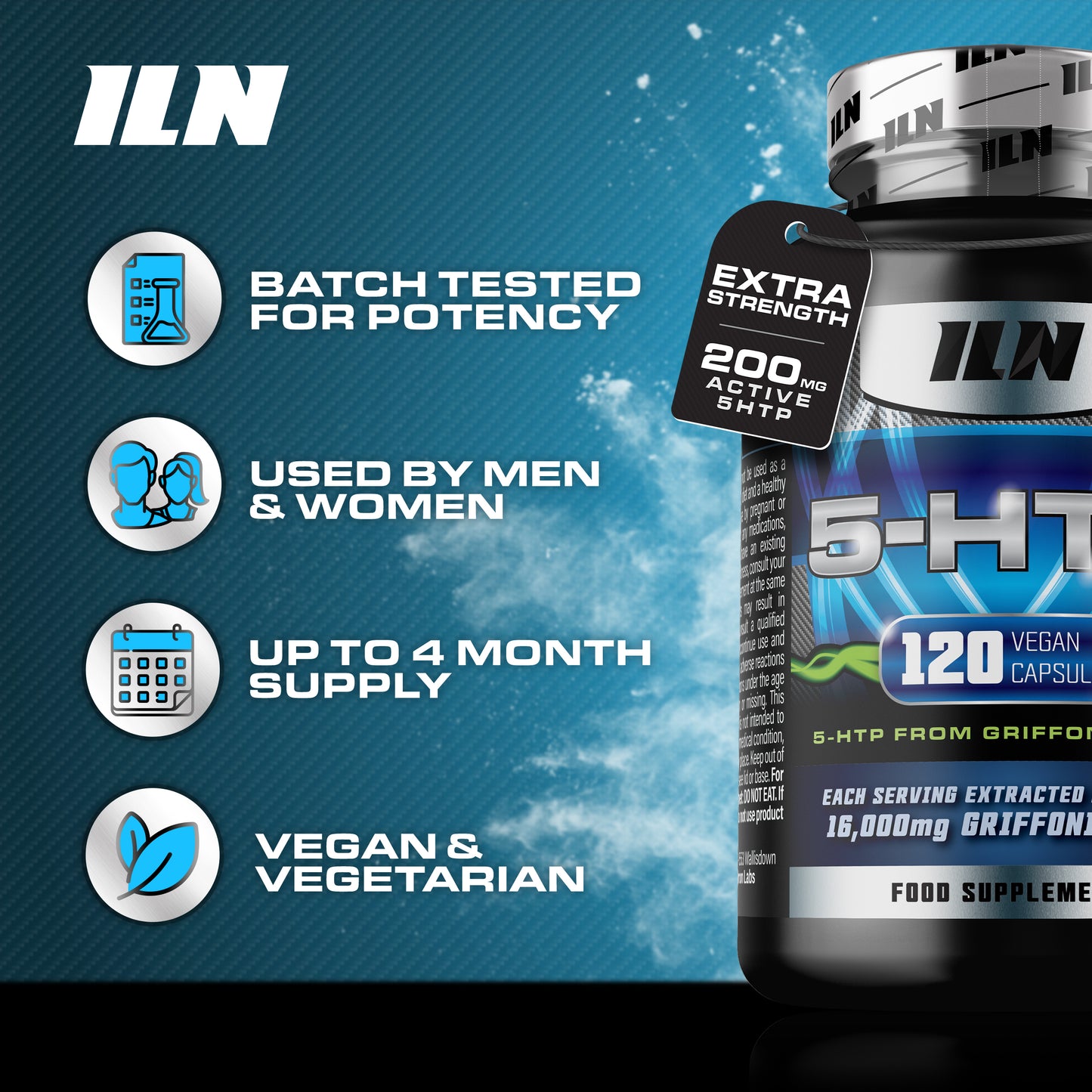 5-HTP Extra Strength - 200mg Active 5 HTP - 120 Capsules