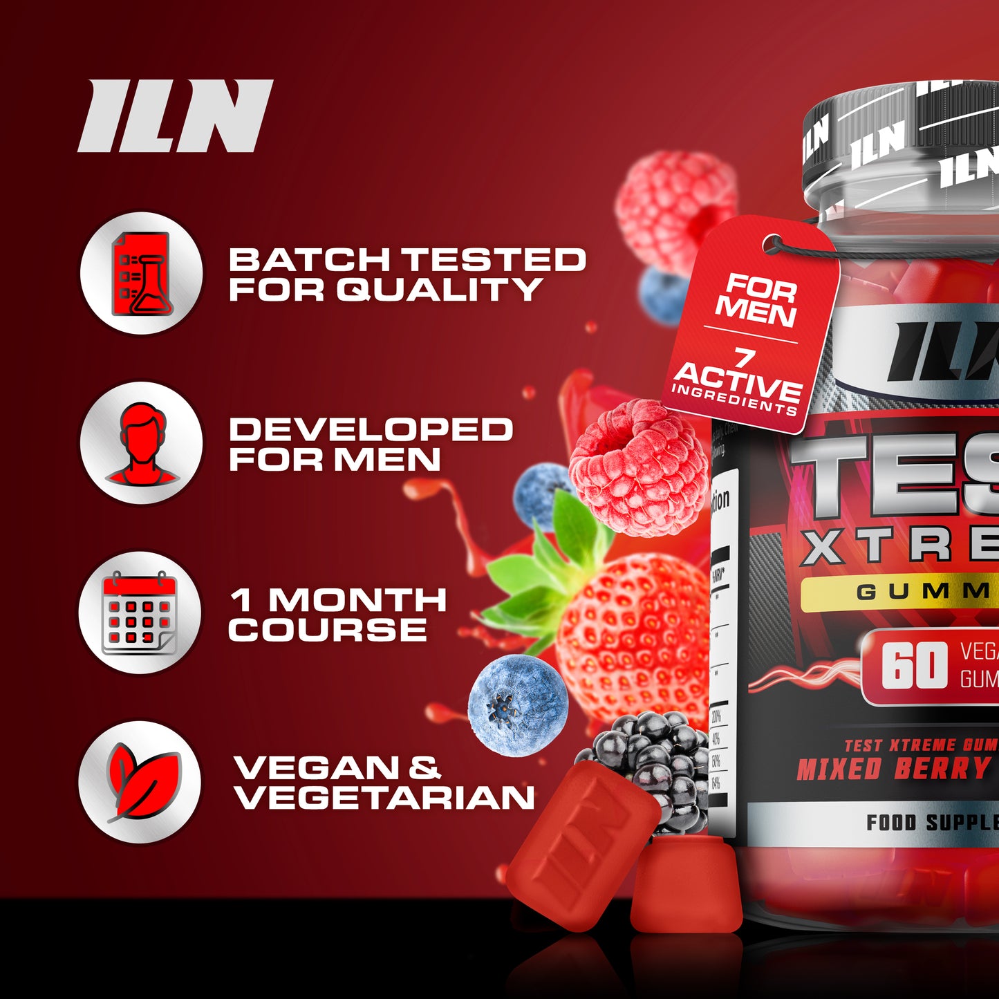 Test Xtreme Booster Gummies for Men - 60 Vegan Gummies