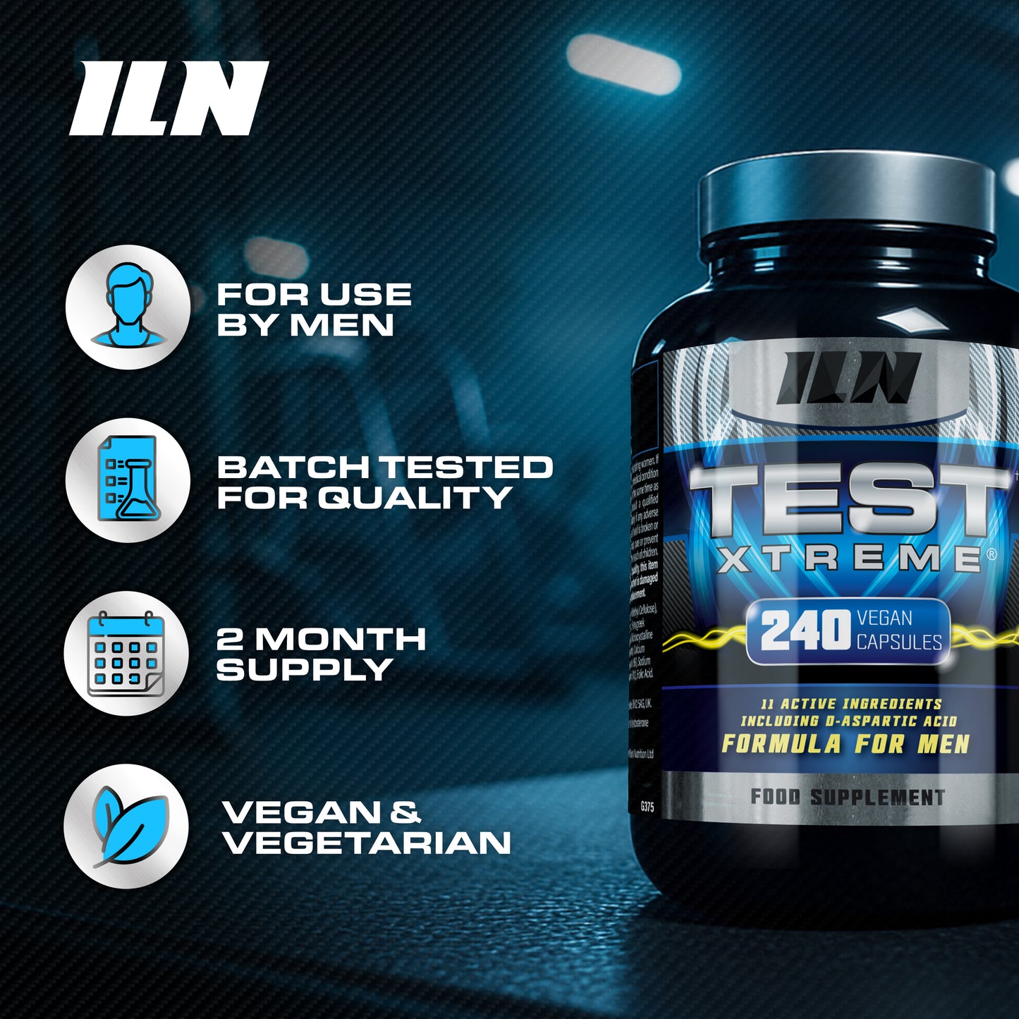 Test Xtreme Supplement for Men - 240 Vegan Capsules