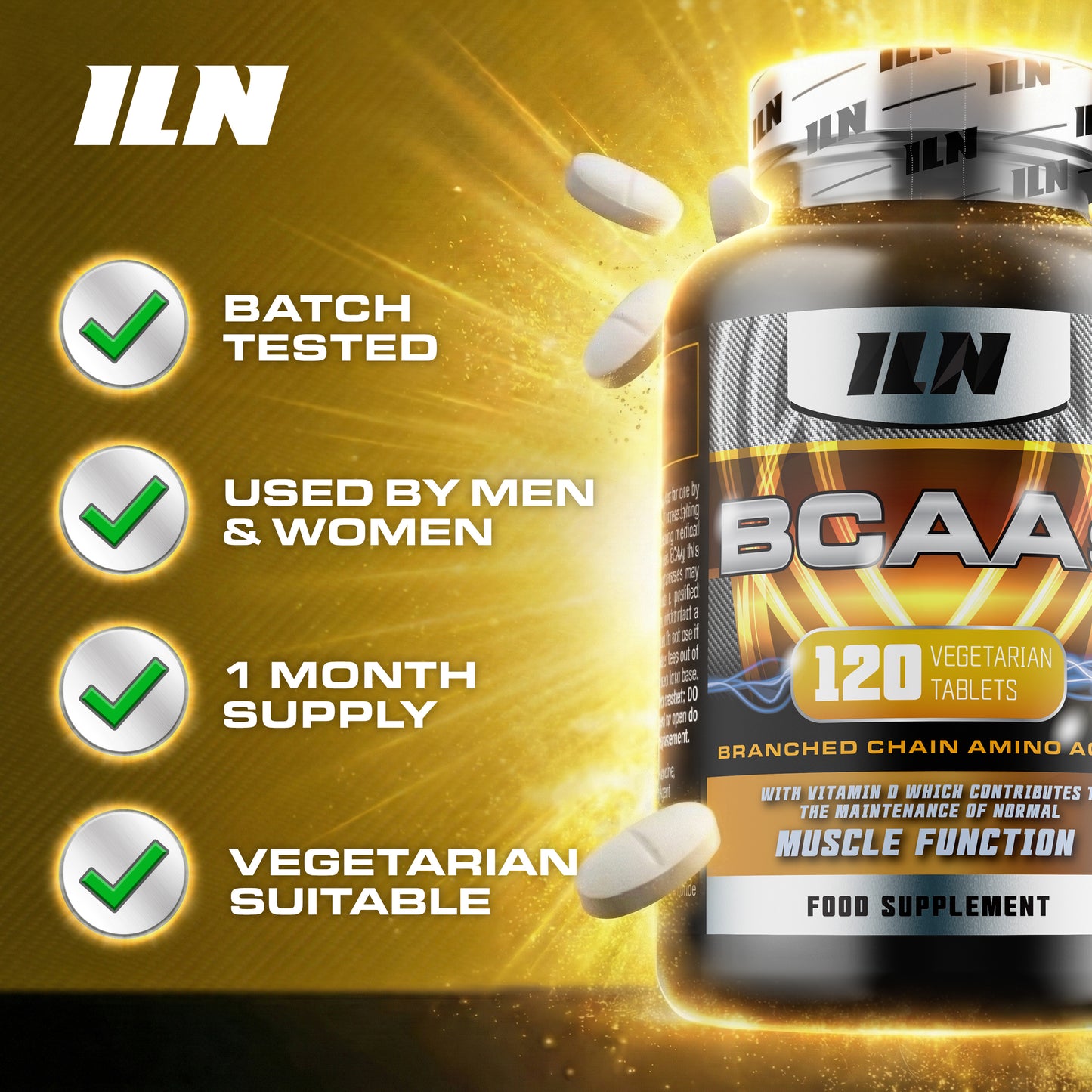 BCAA Amino Acid Supplement  - 120 Tablets