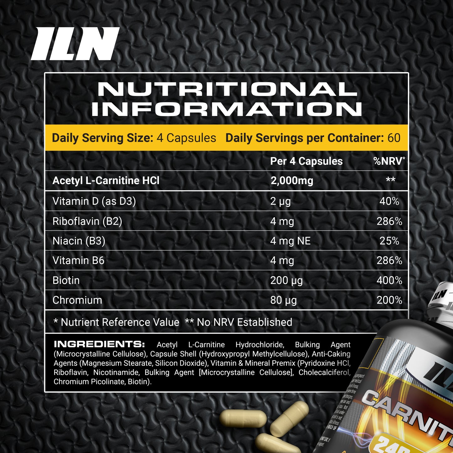 Carnitine (Acetyl-L-Carnitine) - 240 Capsules