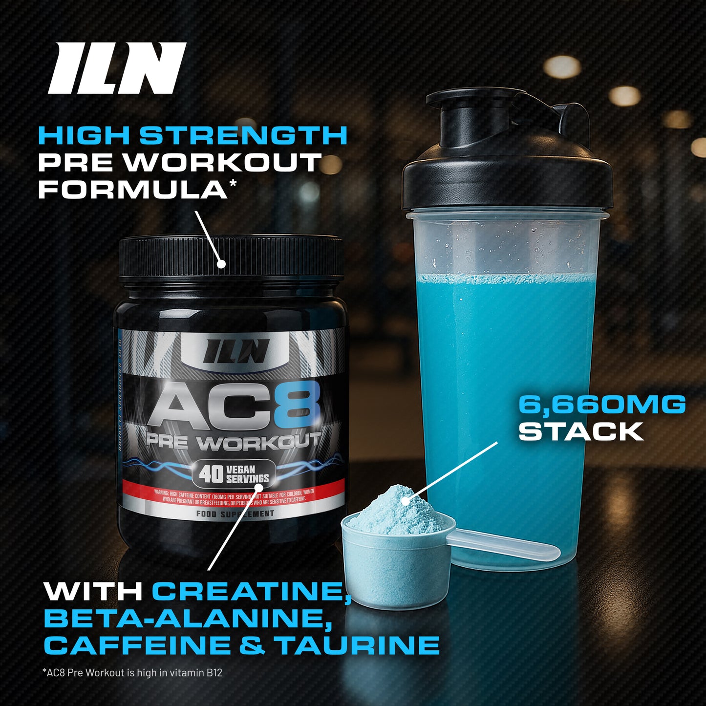 AC8 Pre Workout Powder - Blue Raspberry