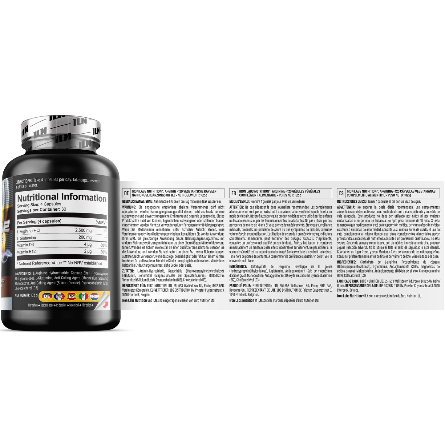L Arginine 2600mg - 120 Vegetarian Capsules