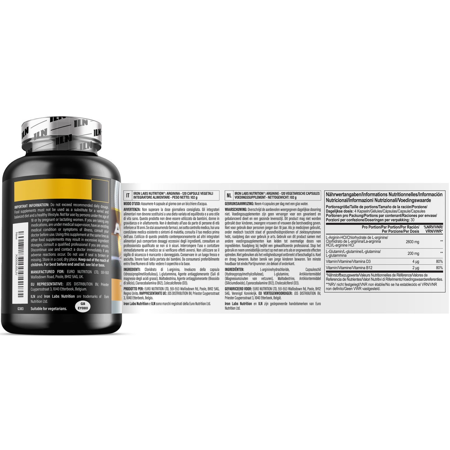 L Arginine 2600mg - 120 Vegetarian Capsules